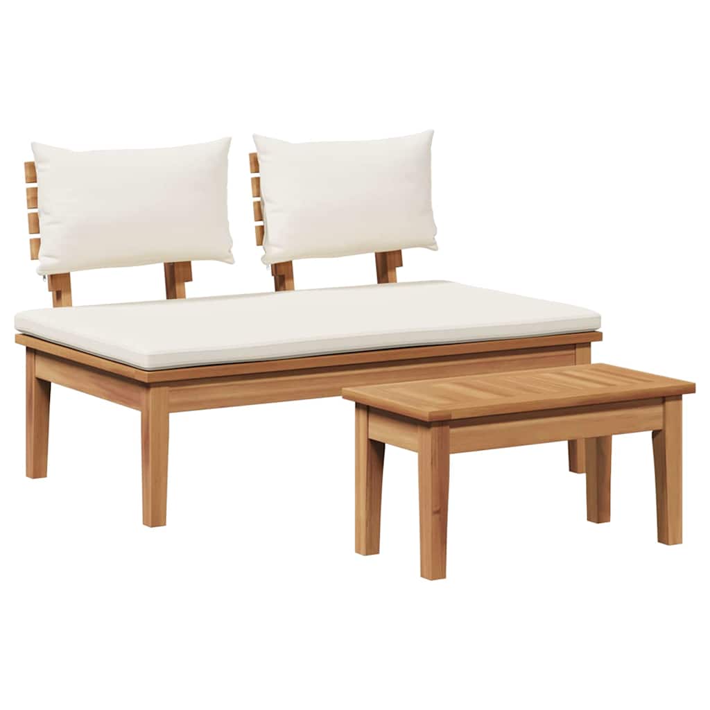 Gartenbank 2 pcs Braun Massivholz Teak