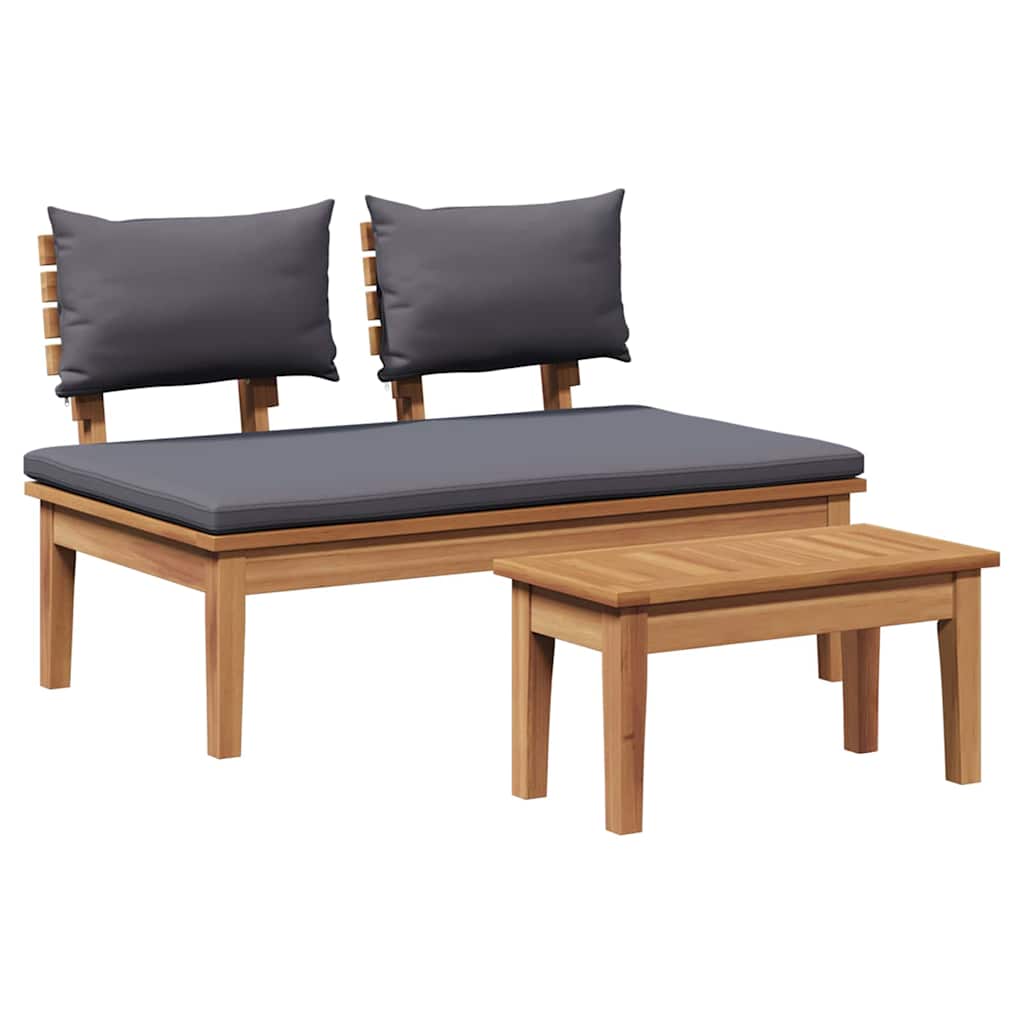 Gartenbank 2 pcs Braun Massivholz Teak