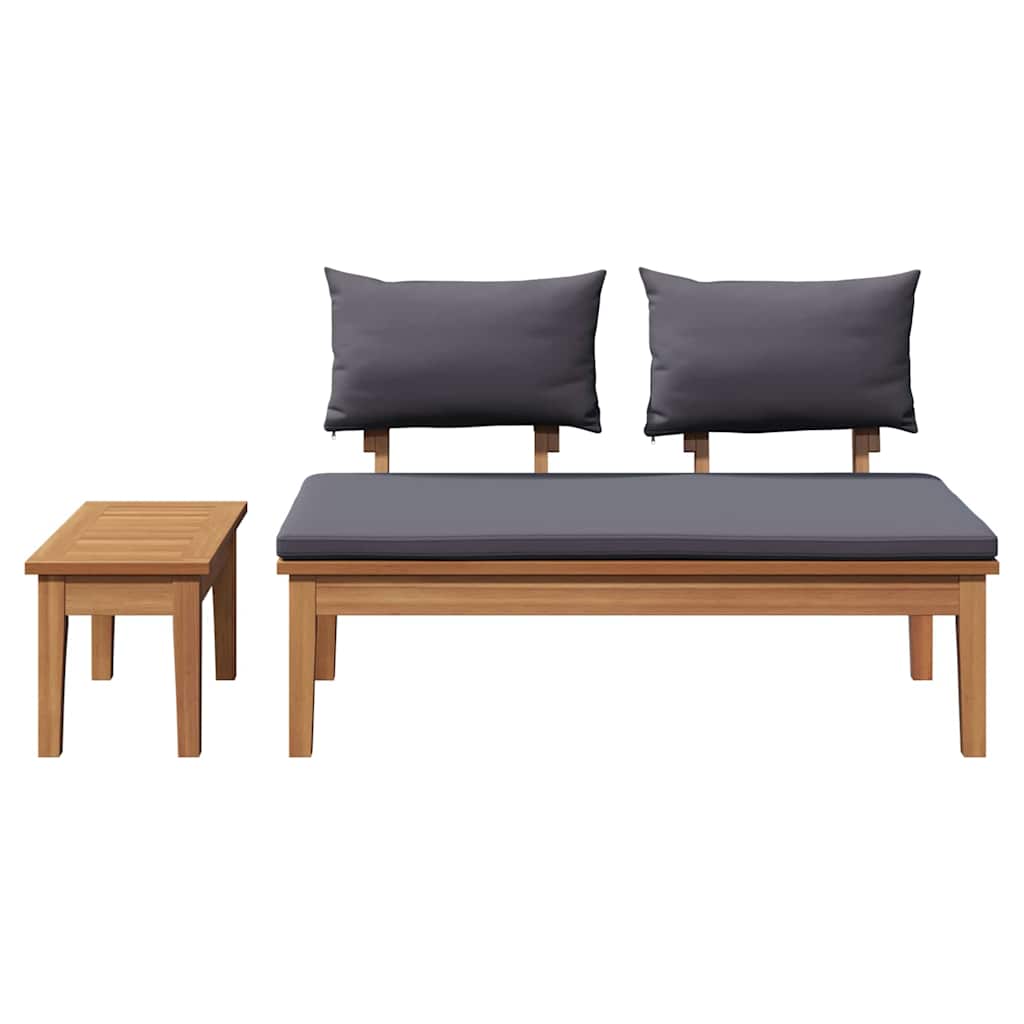 Gartenbank 2 pcs Braun Massivholz Teak