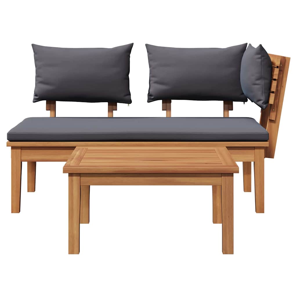 Gartenbank 2 pcs Braun Massivholz Teak