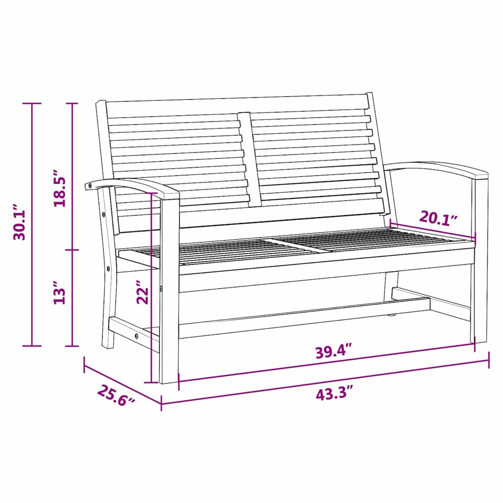 Gartenbank Natur 110 x 64 x 76.5 cm Teak-Massivholz