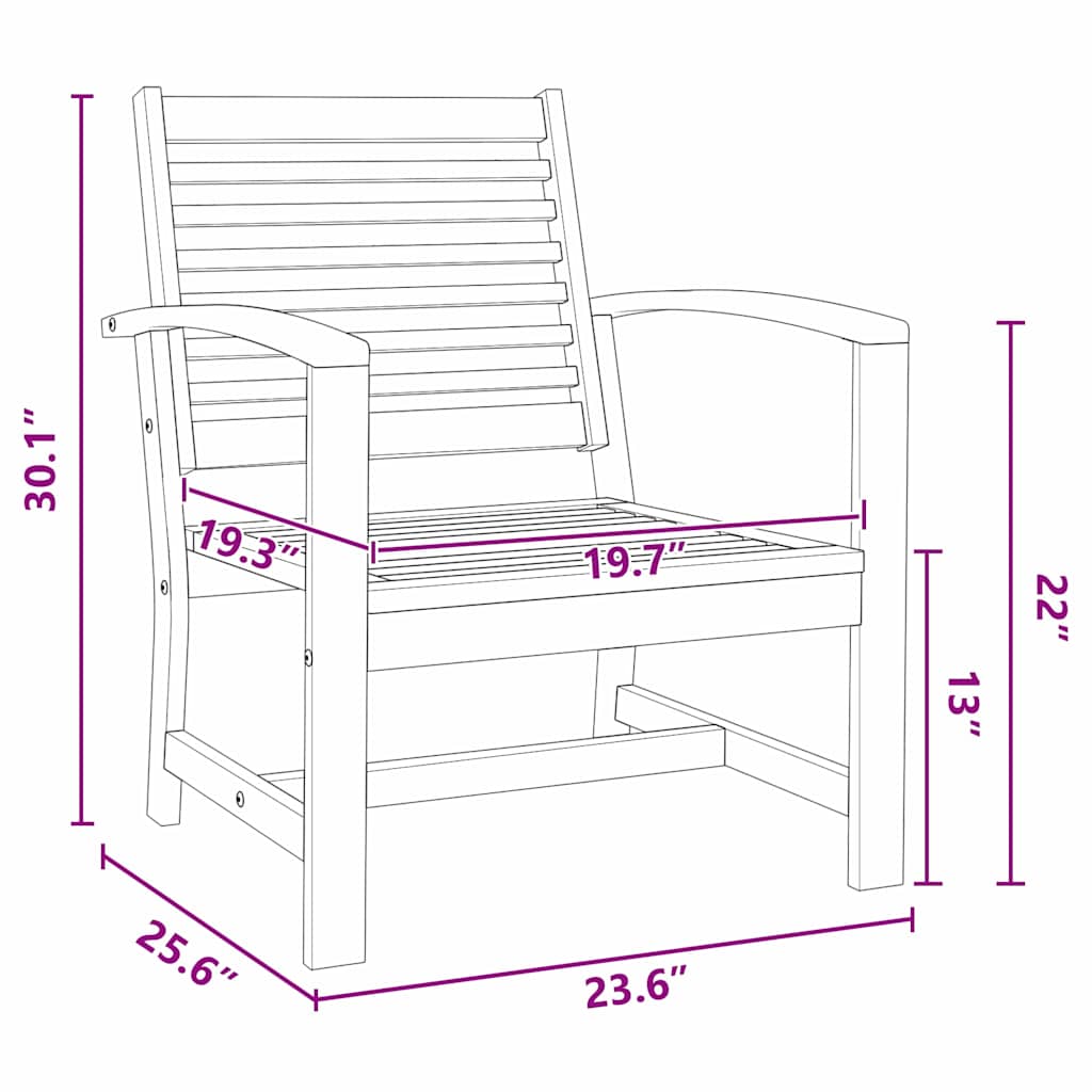 Gartenstühle 2 pcs Natur 60 x 65 x 76.5 cm Teak-Massivholz