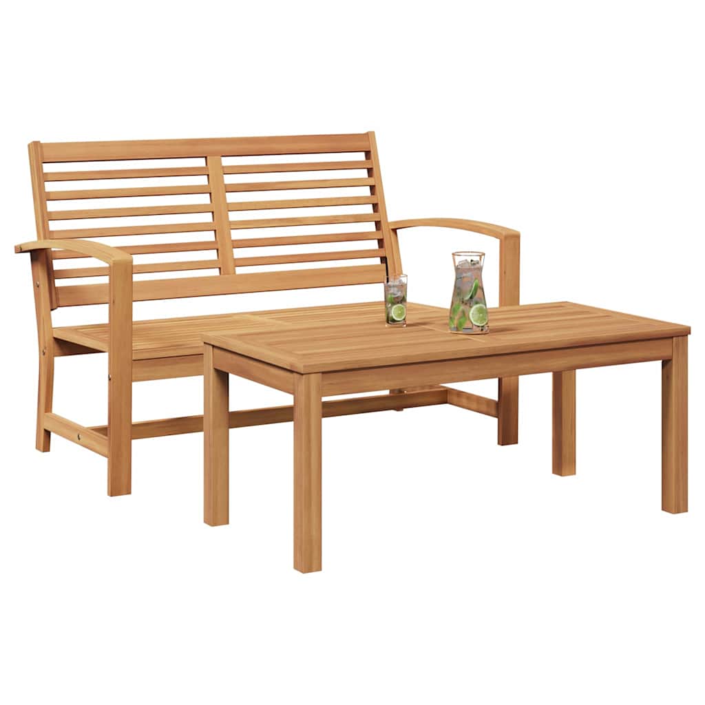Garten-Sofa-Set Natur Teak-Massivholz