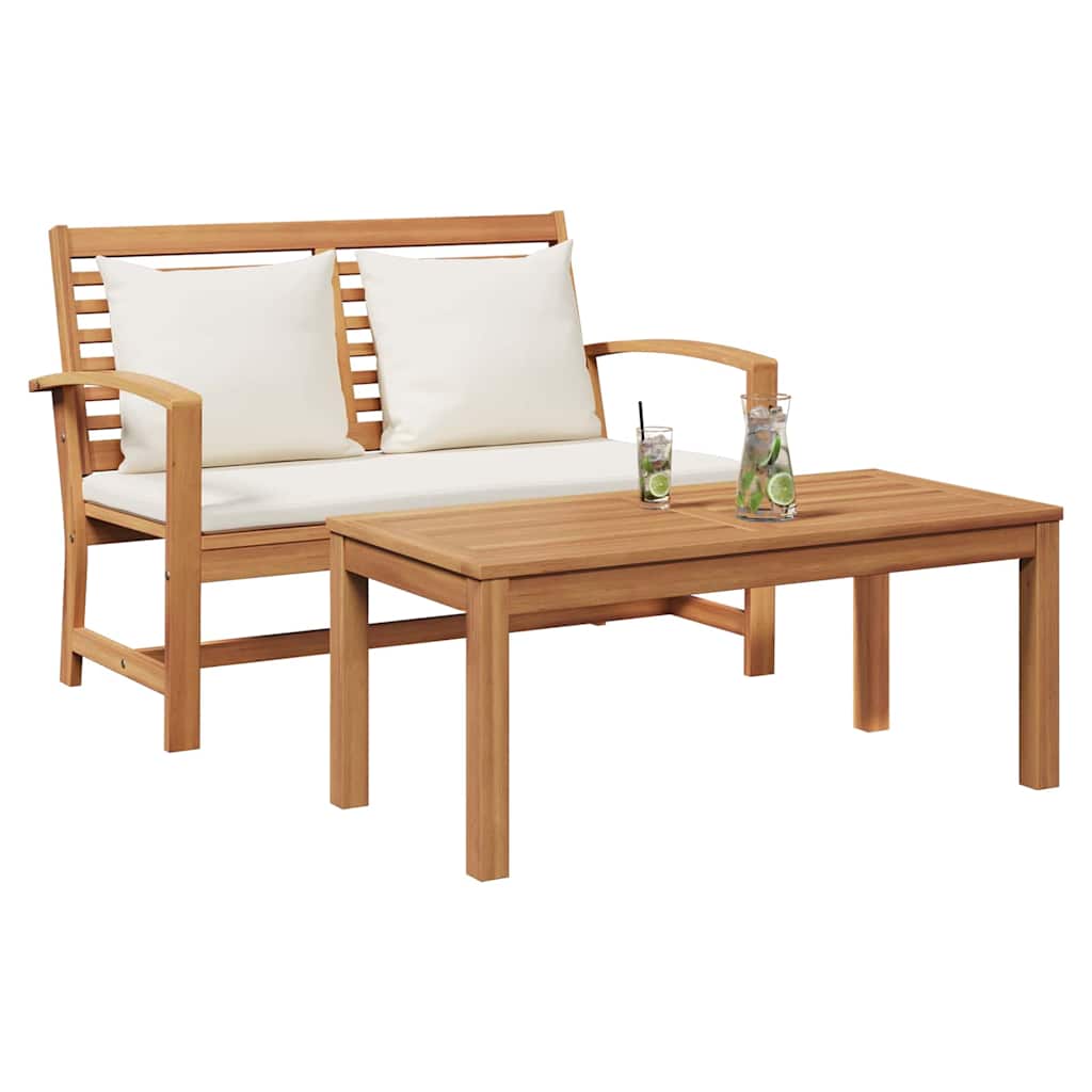 Garten-Sofa-Set Natur Teak-Massivholz