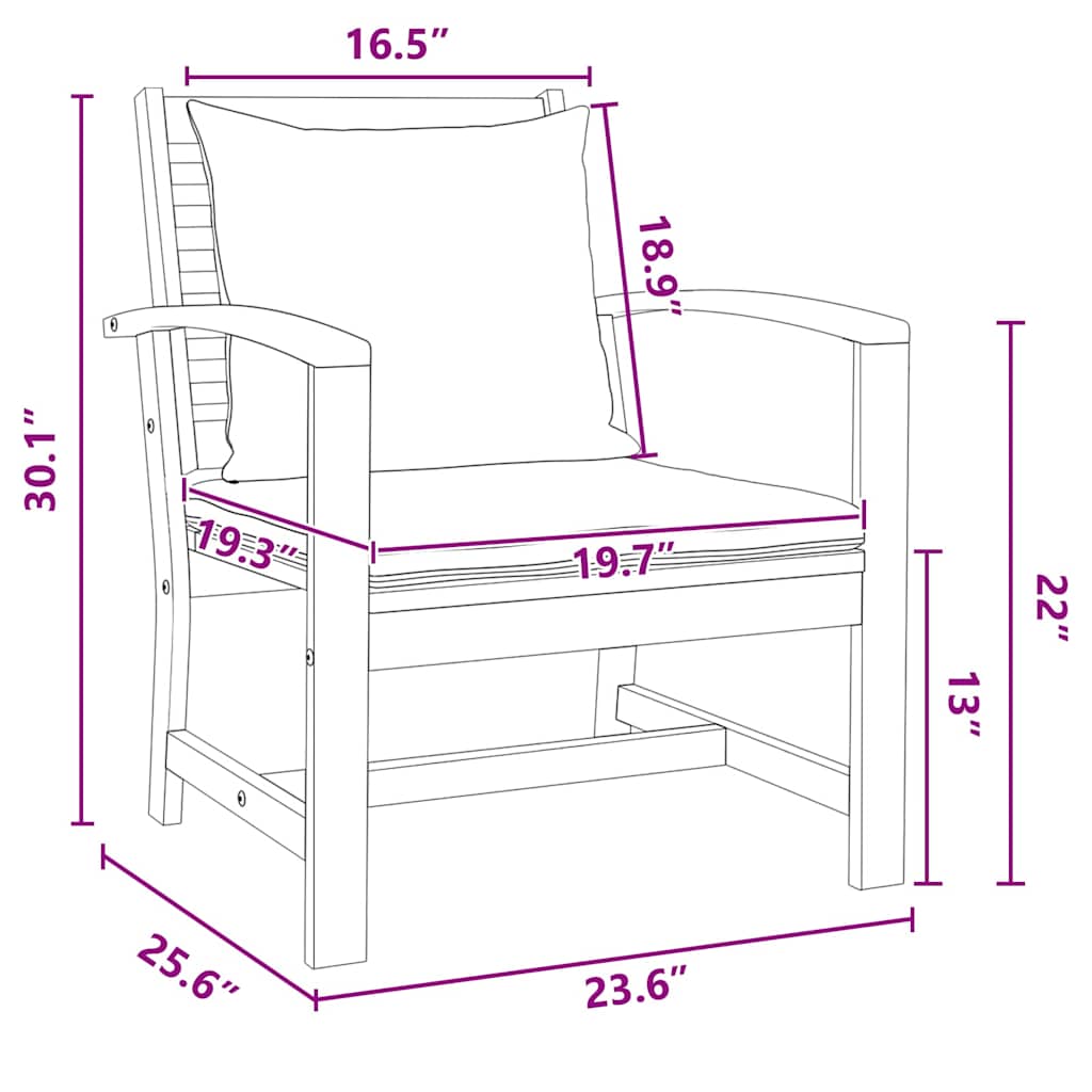 Gartenstühle 2 pcs Natur 60 x 65 x 76.5 cm Teak-Massivholz