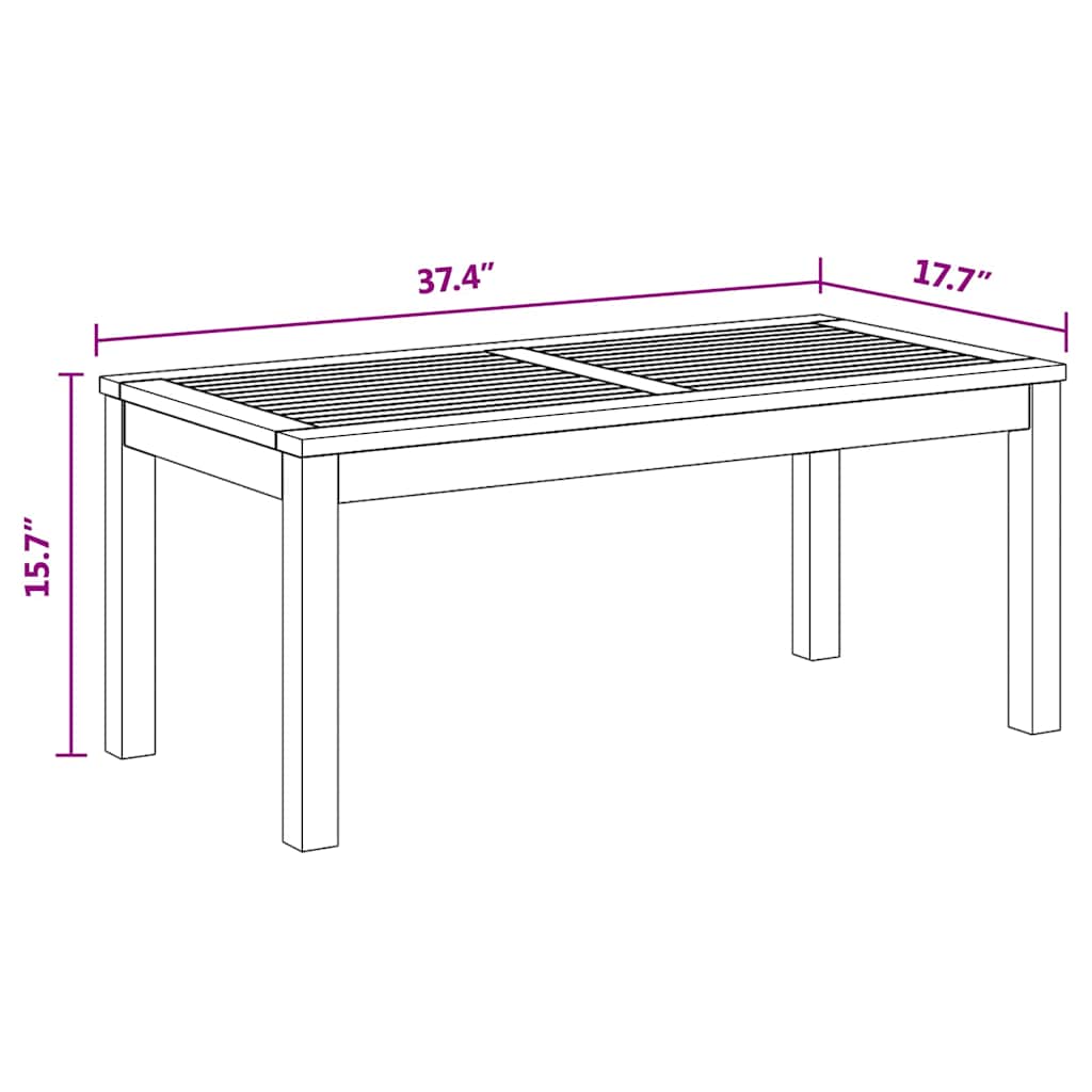 Gartentisch Natur 95 x 45 x 40 cm Teak-Massivholz
