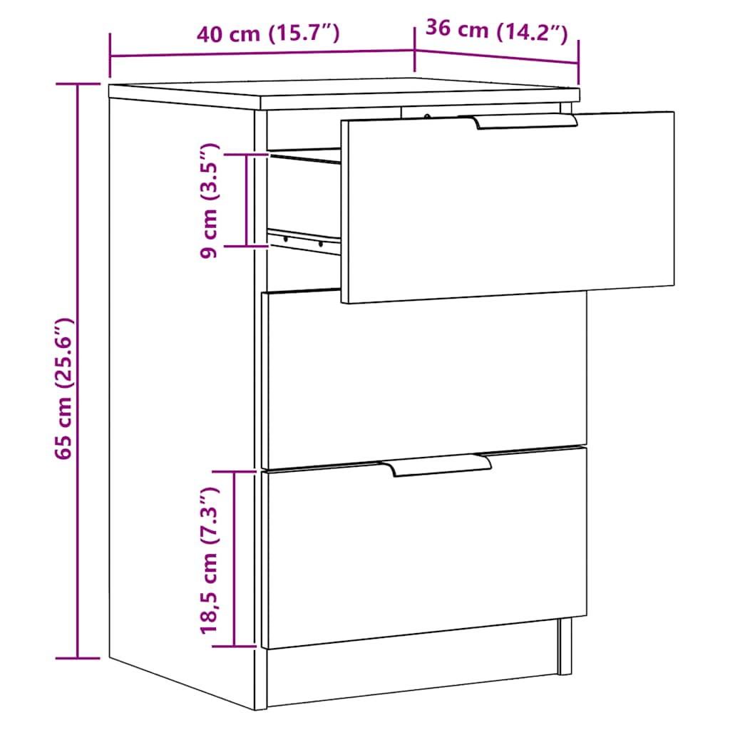 Nachttische 2 Stk. Artisan-Eiche 40x36x65 cm Holzwerkstoff