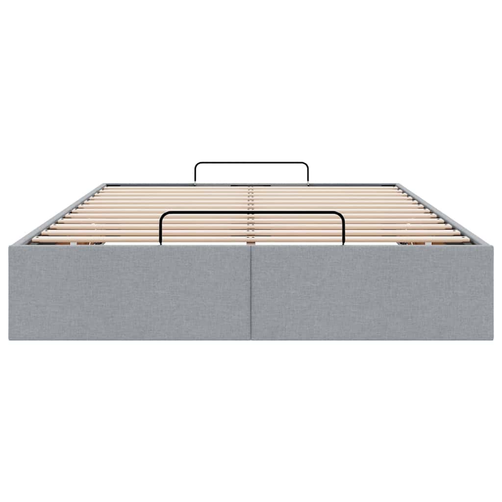 Ottoman-Bett ohne Matratze Hellgrau 120x190 cm Stoff