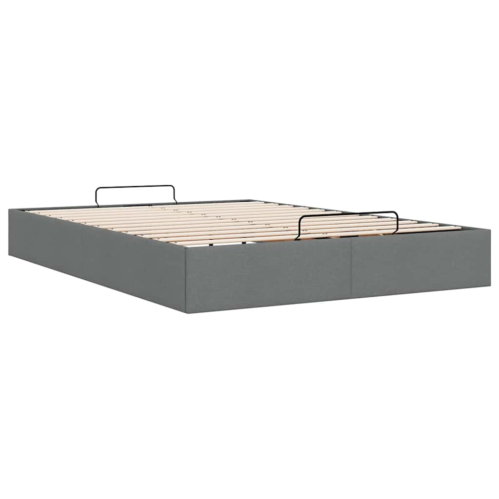 Ottoman-Bett ohne Matratze Dunkelgrau 140x190 cm Stoff