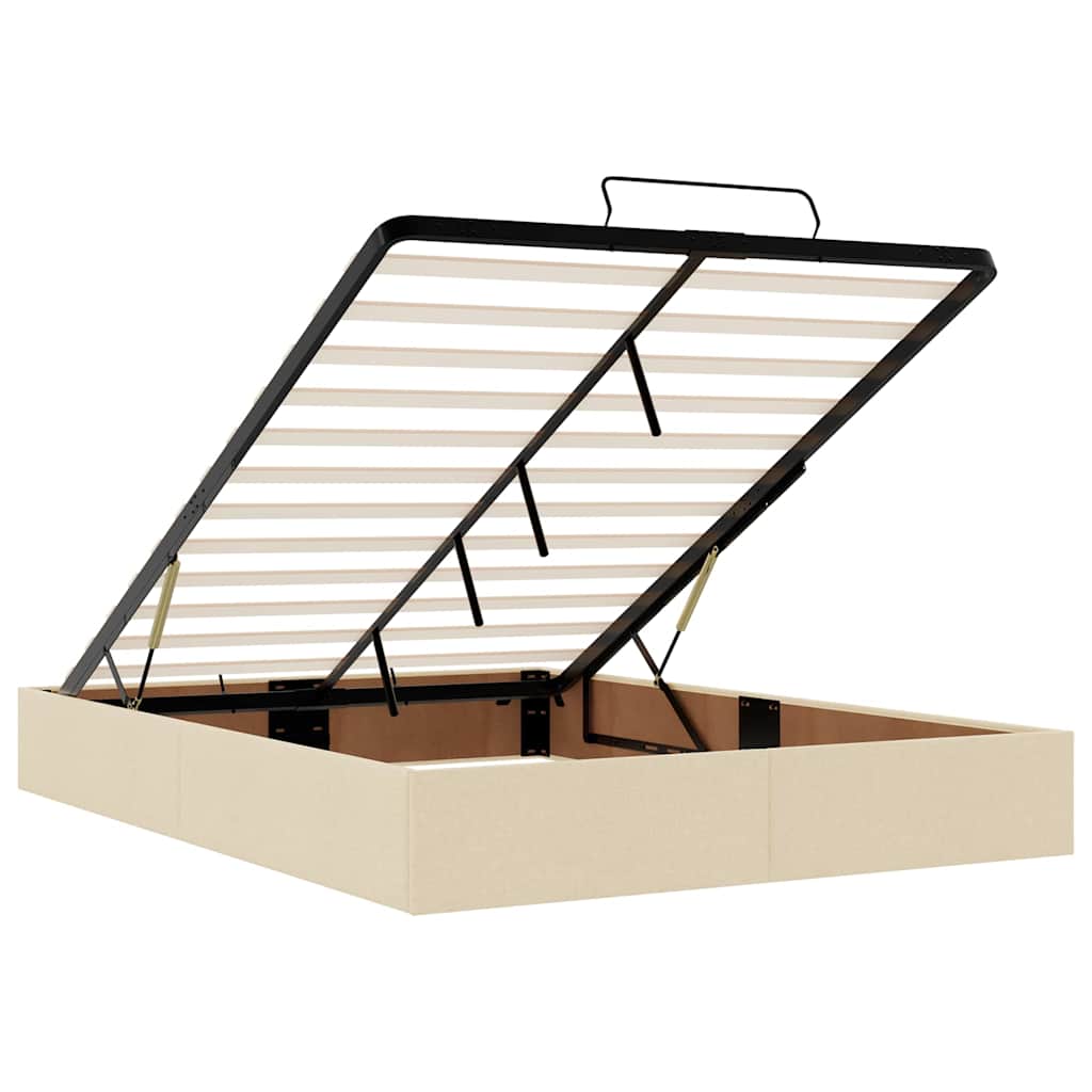 Ottoman-Bett ohne Matratze Creme 140x200 cm Stoff