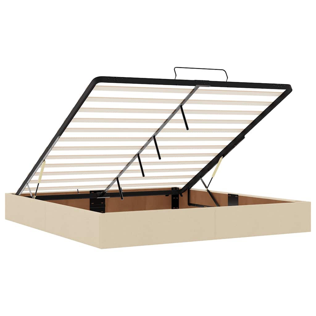 Ottoman-Bett ohne Matratze Creme 200x200 cm Stoff