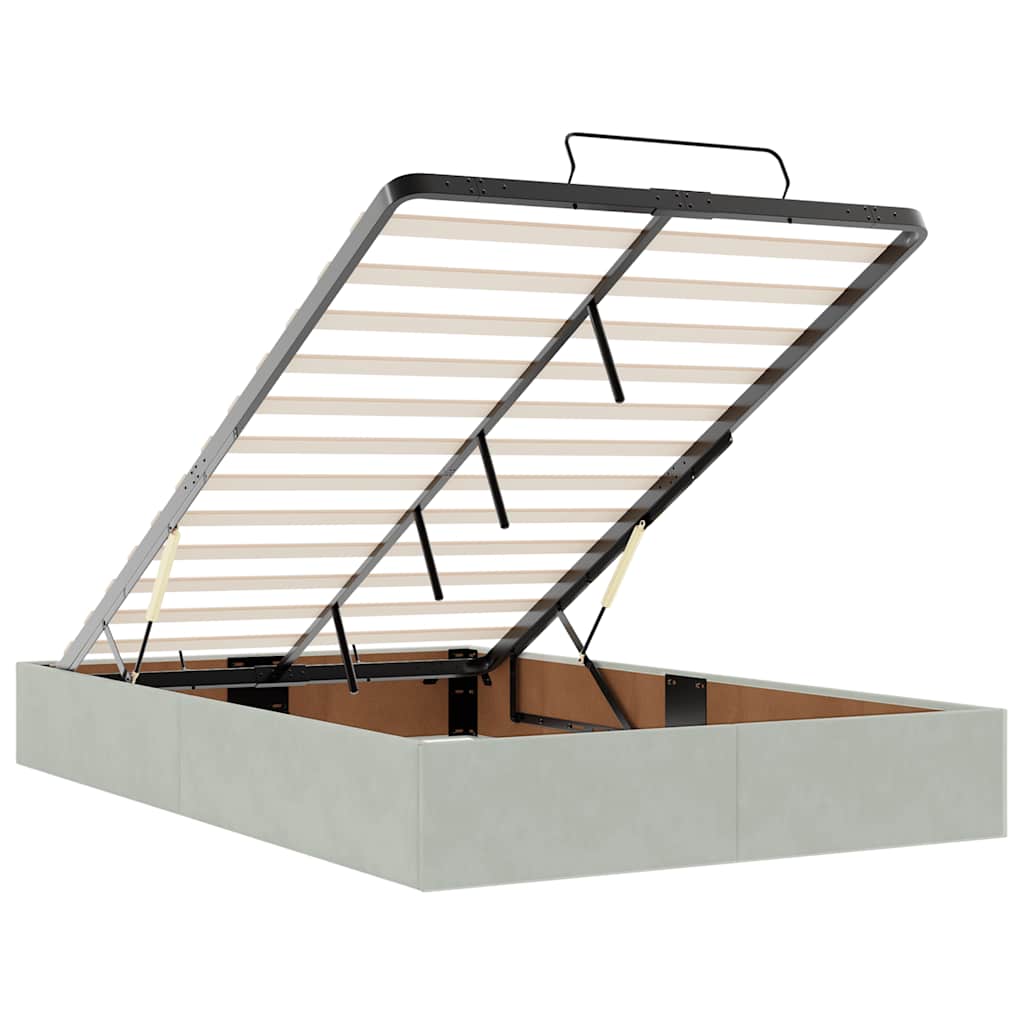 Ottoman-Bett ohne Matratze Hellgrau 120x200 cm Samt