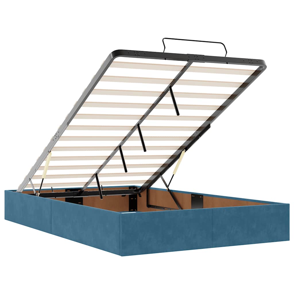 Ottoman-Bett ohne Matratze Dunkelblau 120x200 cm Samt