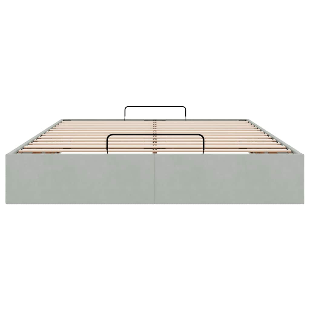 Ottoman-Bett ohne Matratze Hellgrau 140x190 cm Samt