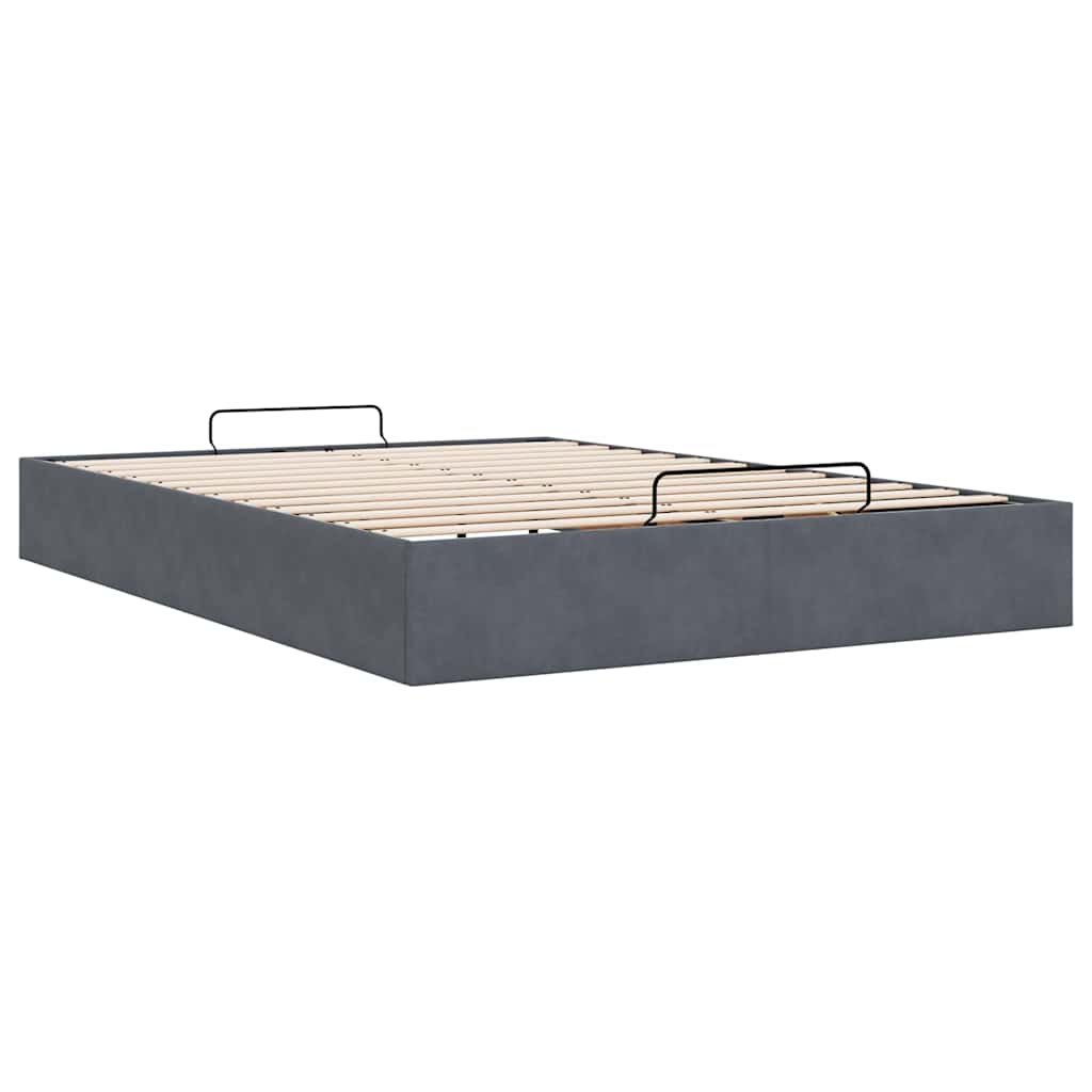 Ottoman-Bett ohne Matratze Dunkelgrau 140x190 cm Samt