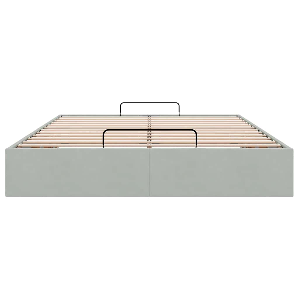 Ottoman-Bett ohne Matratze Hellgrau 140x200 cm Samt