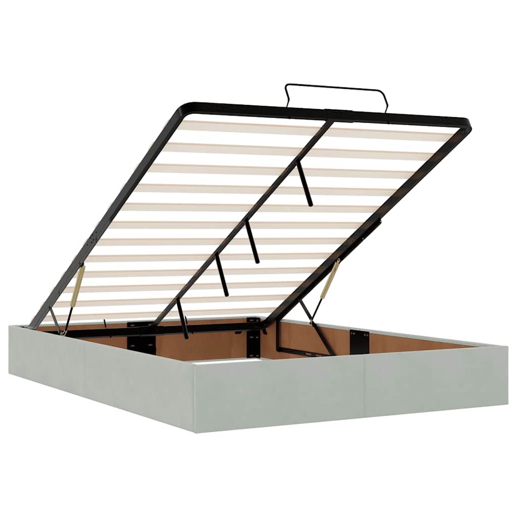 Ottoman-Bett ohne Matratze Hellgrau 140x200 cm Samt