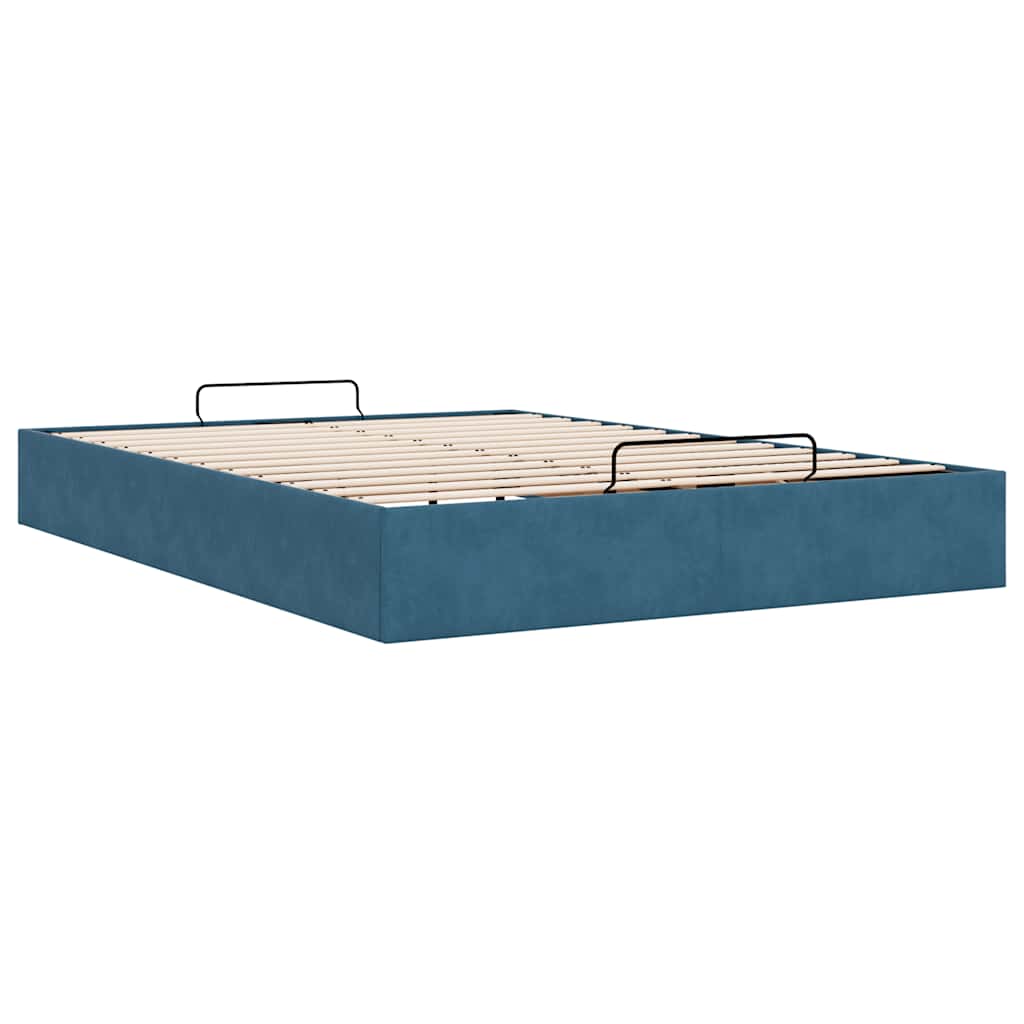 Ottoman-Bett ohne Matratze Dunkelblau 140x200 cm Samt