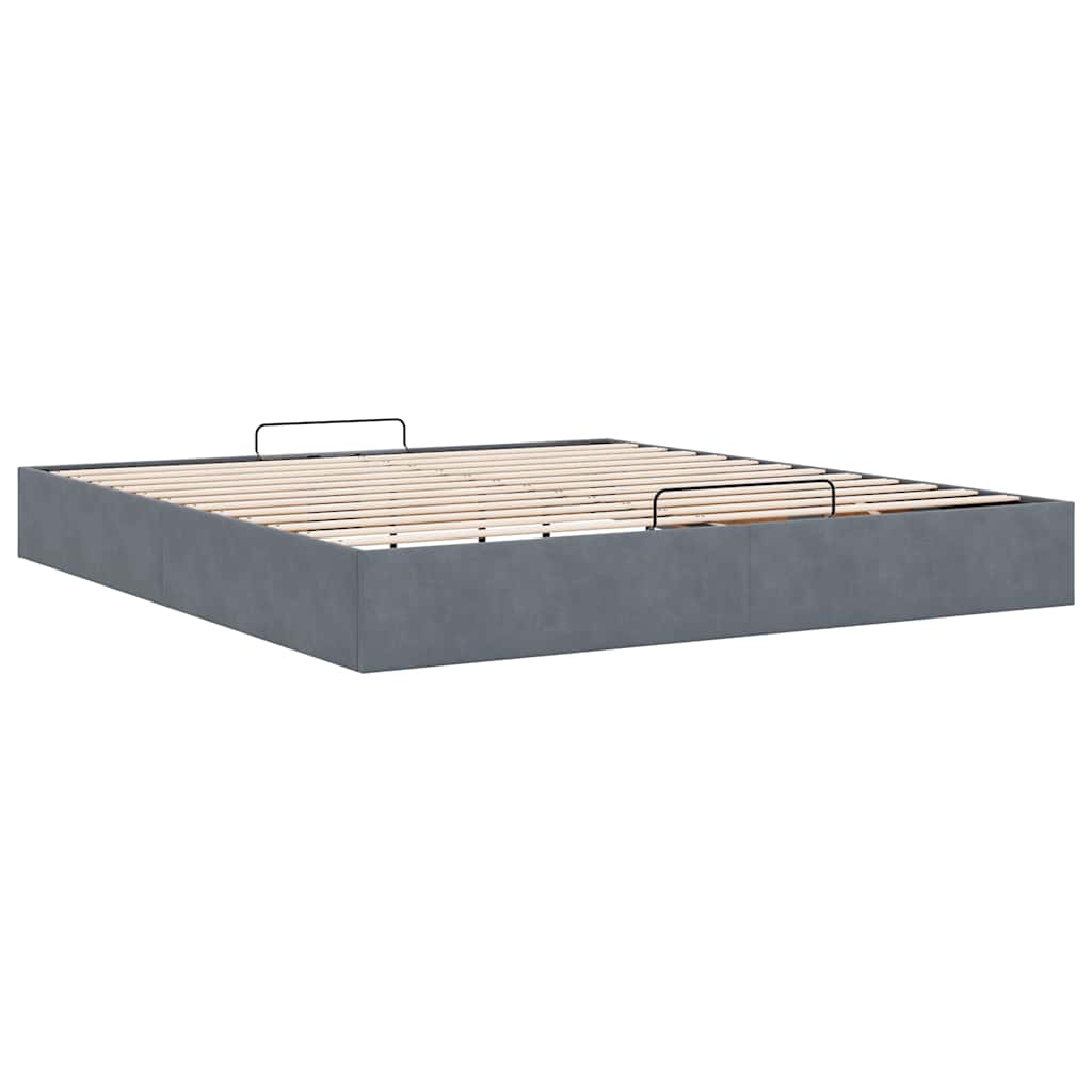 Ottoman-Bett ohne Matratze Dunkelgrau 160x200 cm Samt