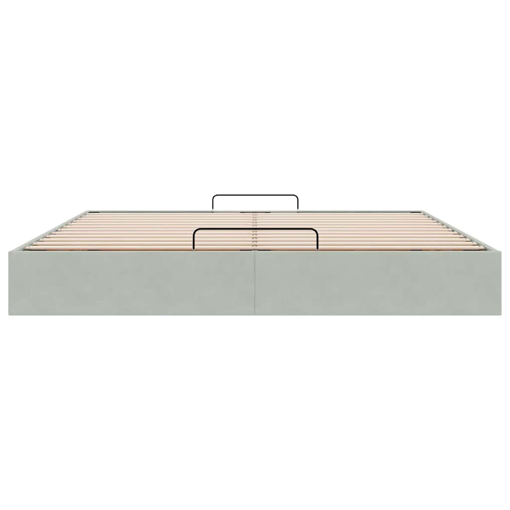 Ottoman-Bett ohne Matratze Hellgrau 200x200 cm Samt