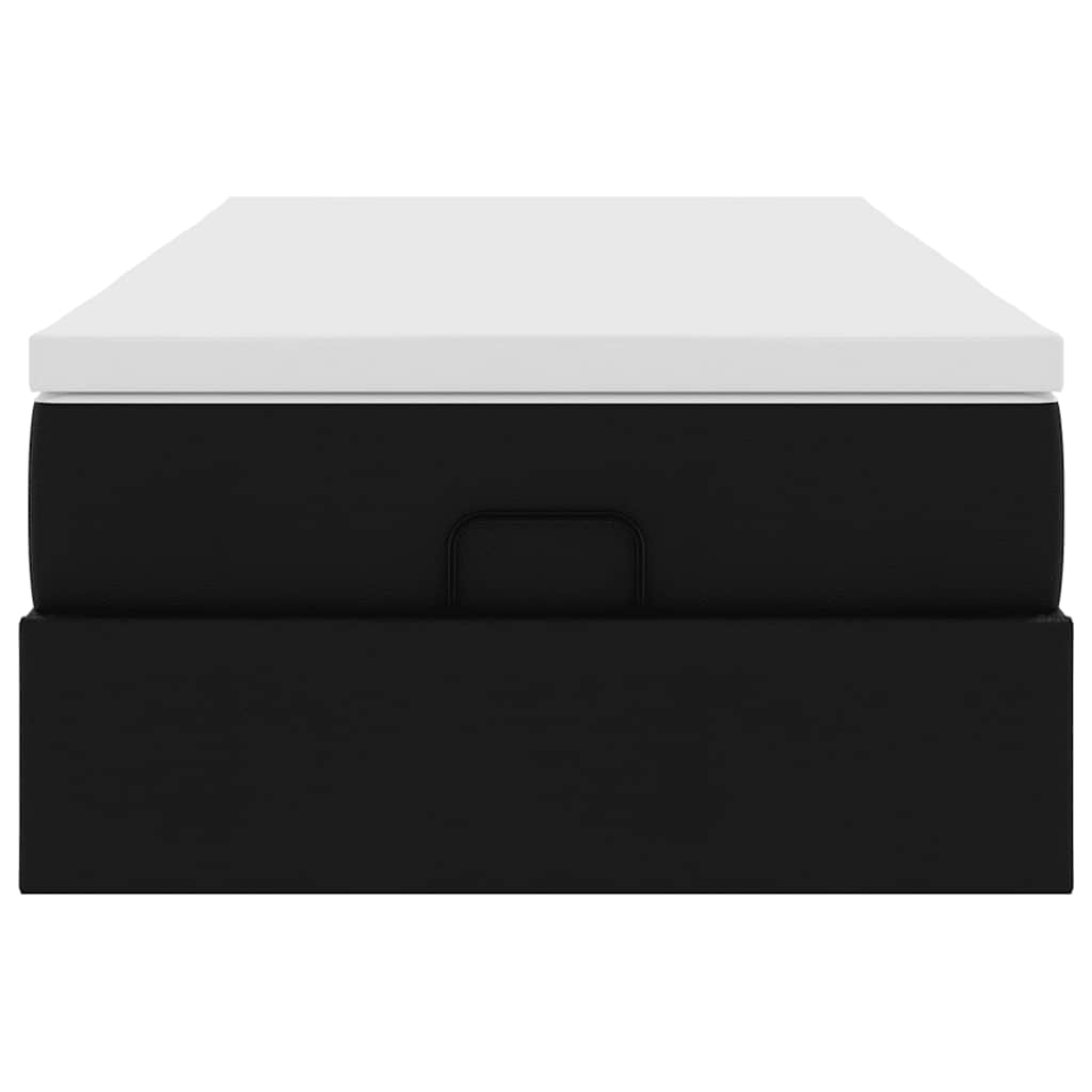 Ottoman-Bett mit Matratze Schwarz 80x200 cm Kunstleder