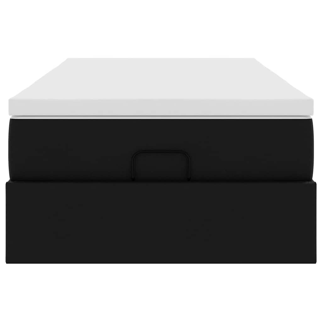 Ottoman-Bett mit Matratze Schwarz 90x190 cm Kunstleder
