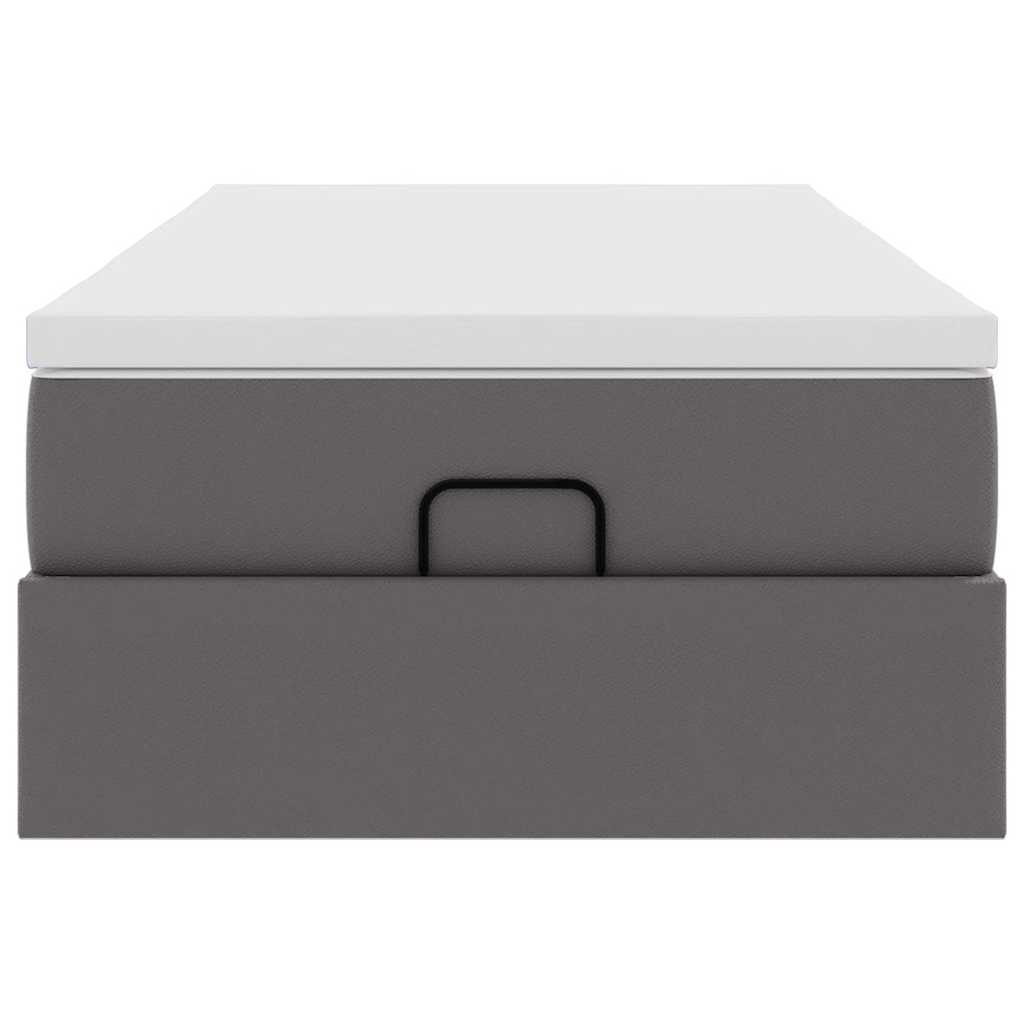 Ottoman-Bett mit Matratze Grau 90x190 cm Kunstleder