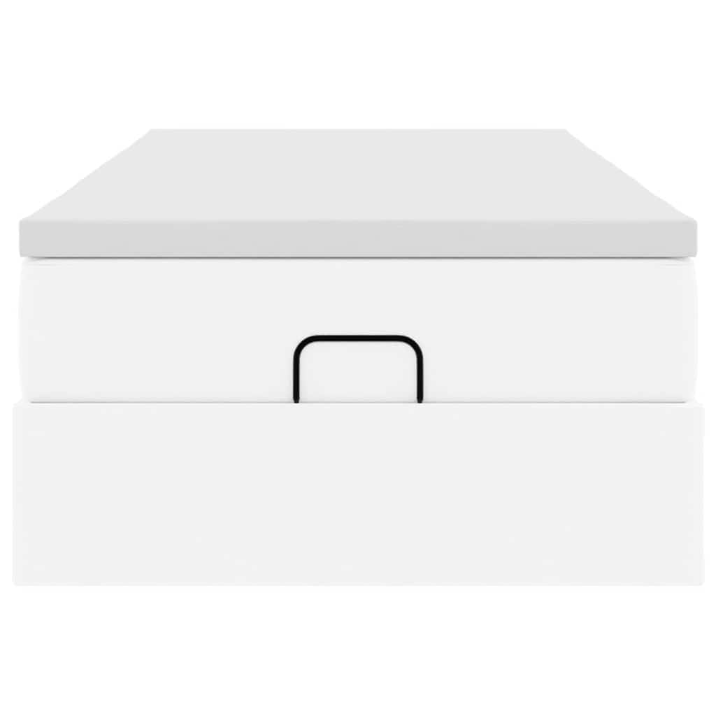 Ottoman-Bett mit Matratze Weiß 90x200 cm Kunstleder