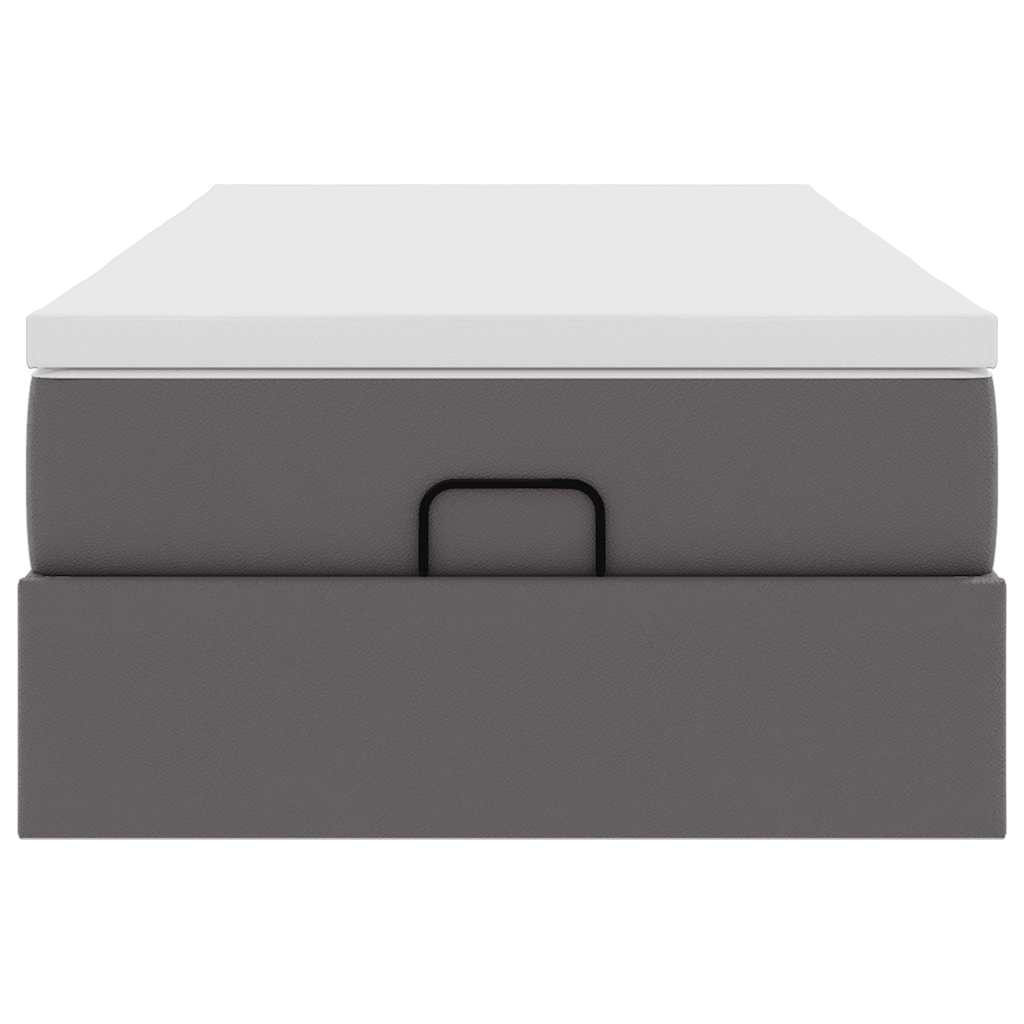 Ottoman-Bett mit Matratze Grau 90x200 cm Kunstleder