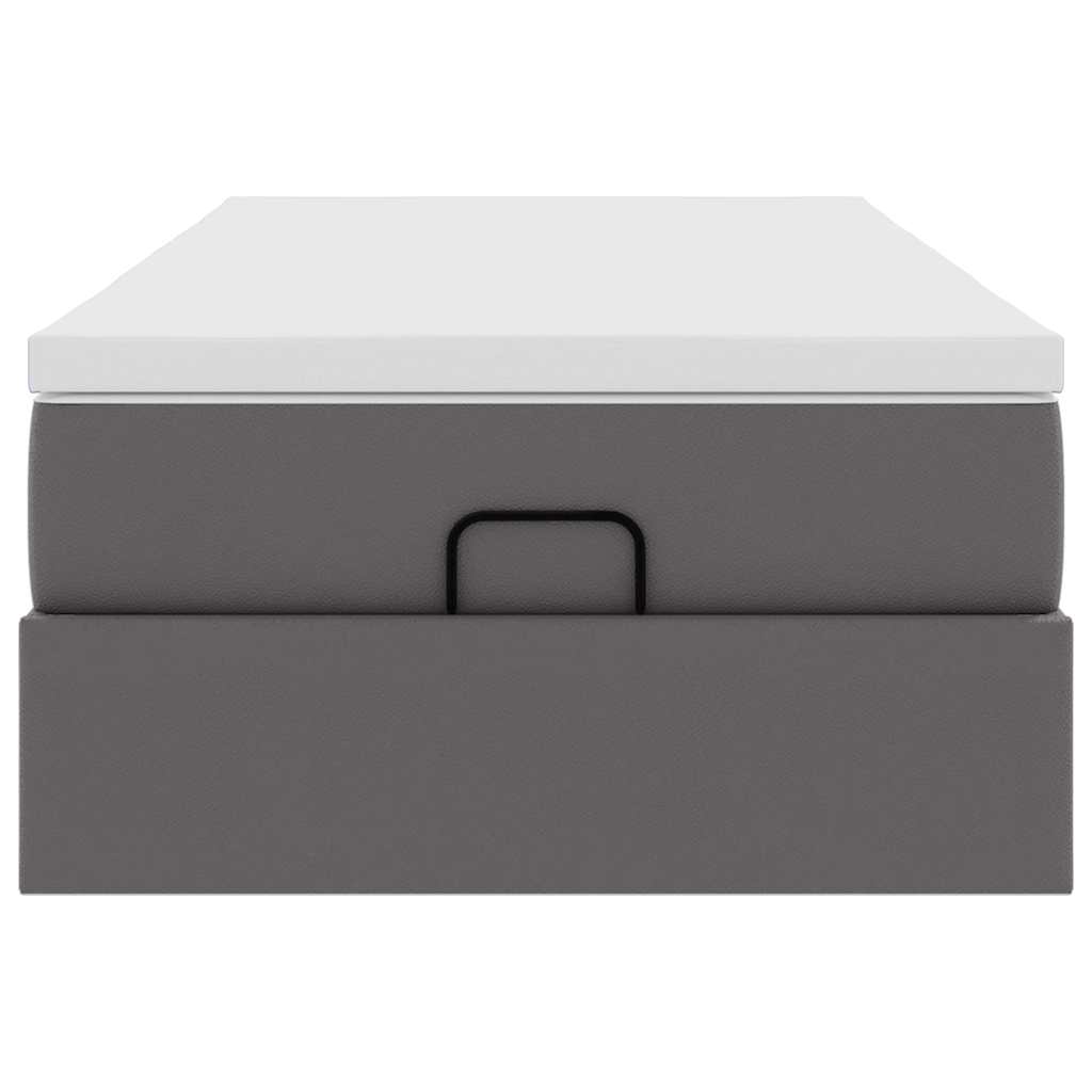 Ottoman-Bett mit Matratze Grau 100x200 cm Kunstleder