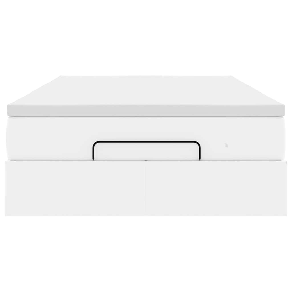 Ottoman-Bett mit Matratze Weiß 120x190 cm Kunstleder