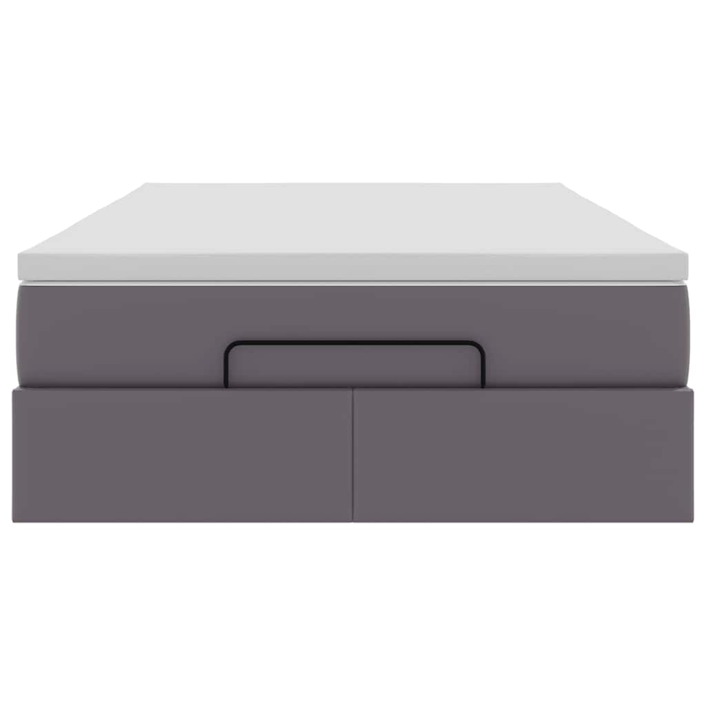 Ottoman-Bett mit Matratze Grau 120x190 cm Kunstleder
