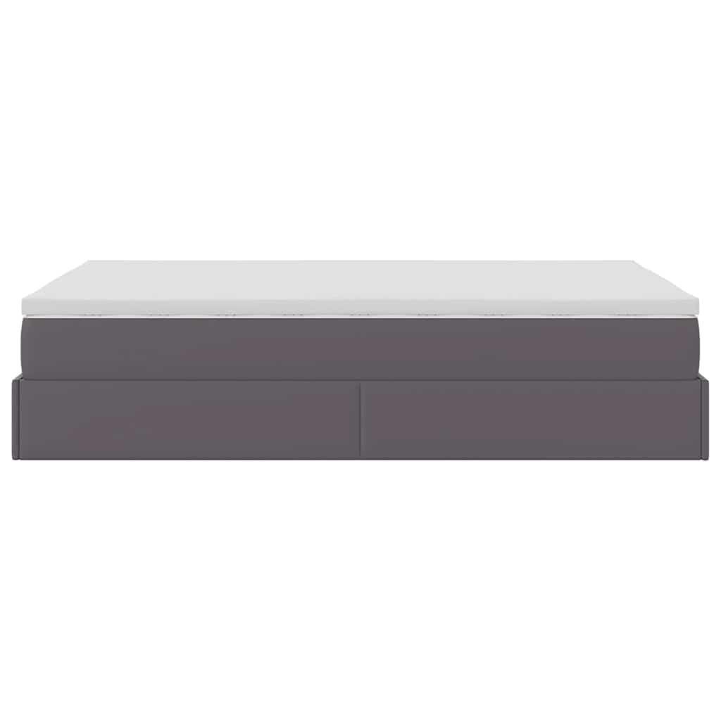 Ottoman-Bett mit Matratze Grau 120x190 cm Kunstleder