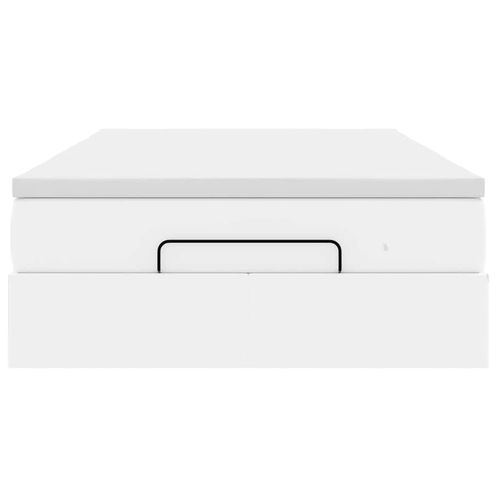 Ottoman-Bett mit Matratze Weiß 120x200 cm Kunstleder