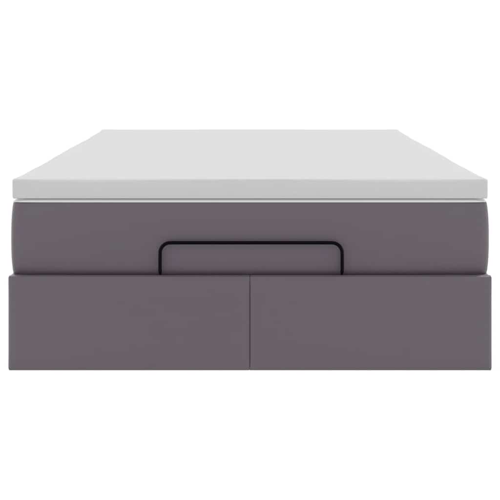 Ottoman-Bett mit Matratze Grau 120x200 cm Kunstleder