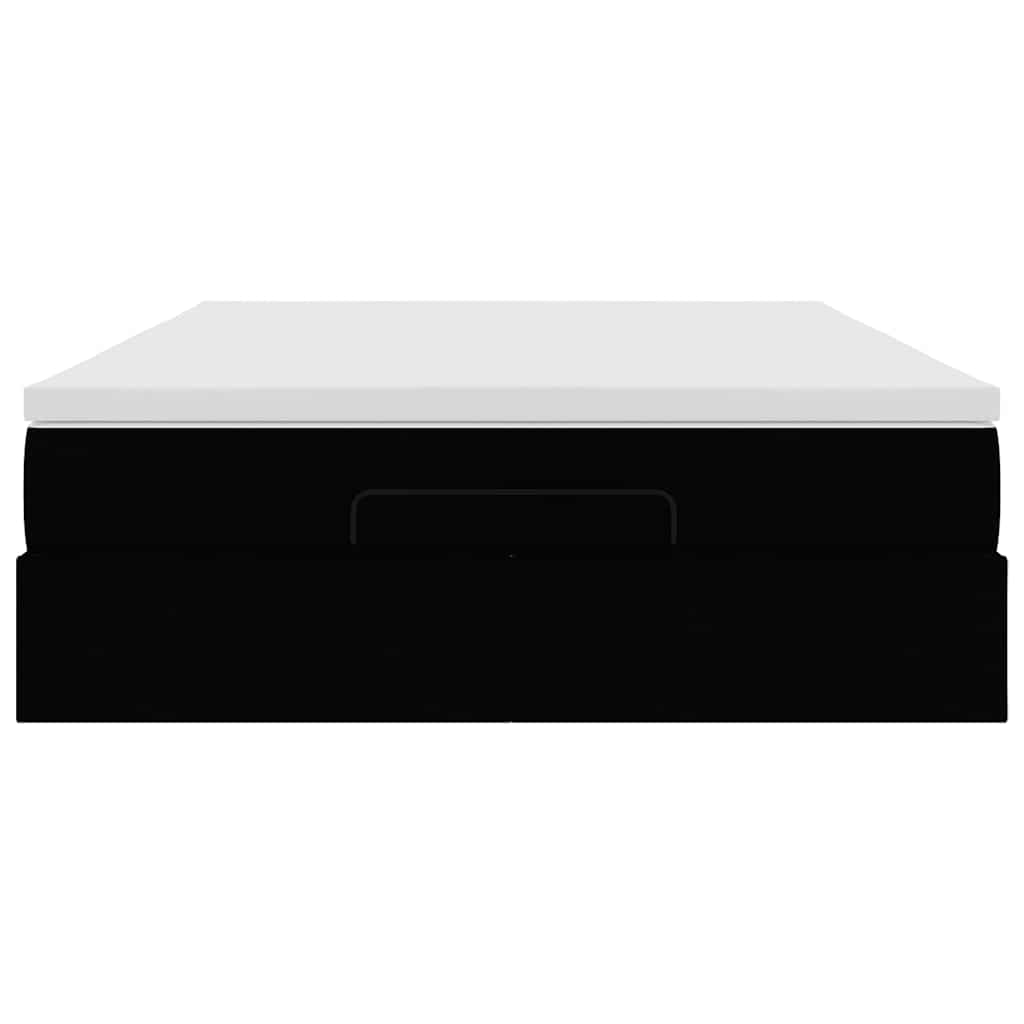 Ottoman-Bett mit Matratze Schwarz 140x190 cm Kunstleder