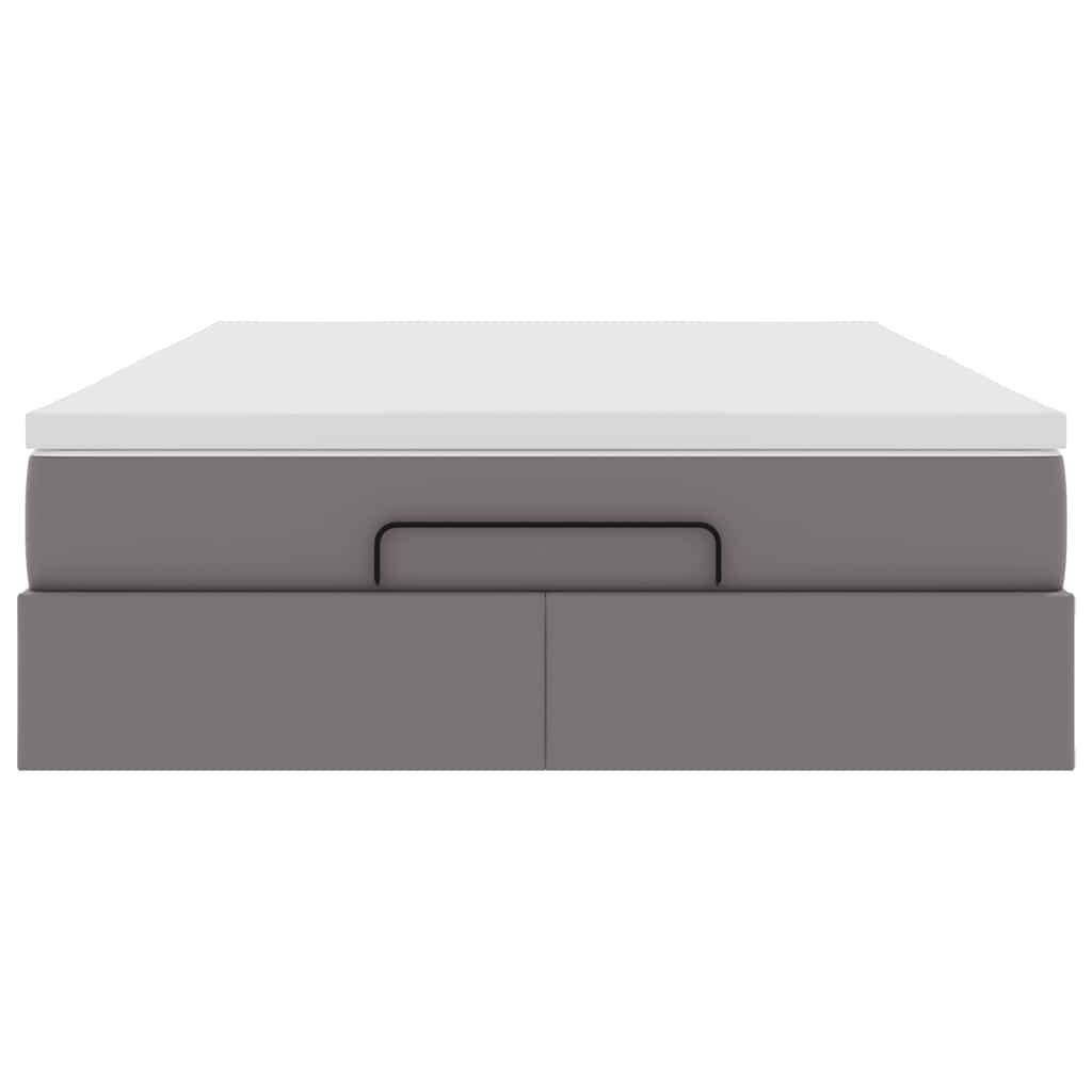 Ottoman-Bett mit Matratze Grau 140x190 cm Kunstleder