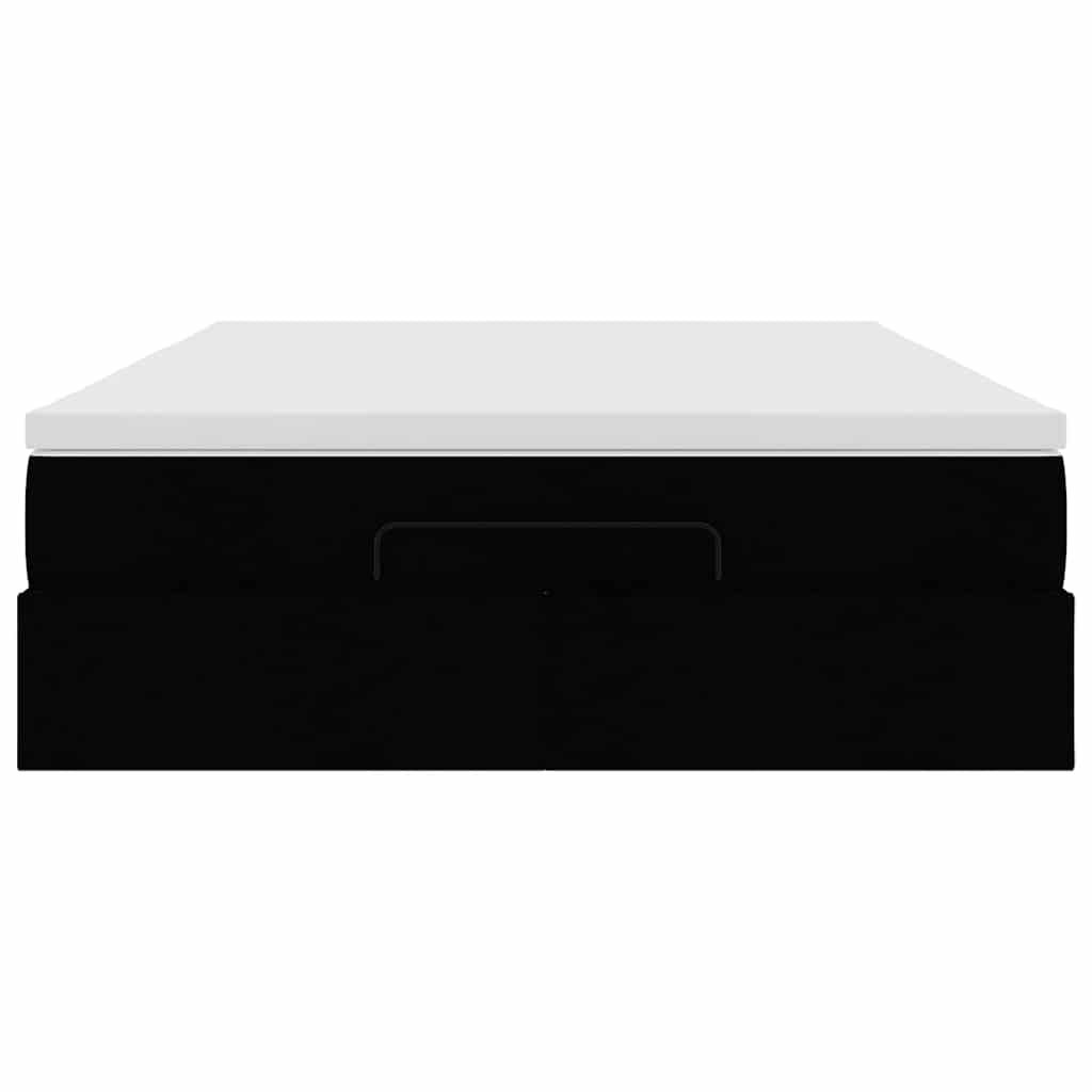 Ottoman-Bett mit Matratze Schwarz 140x200 cm Kunstleder