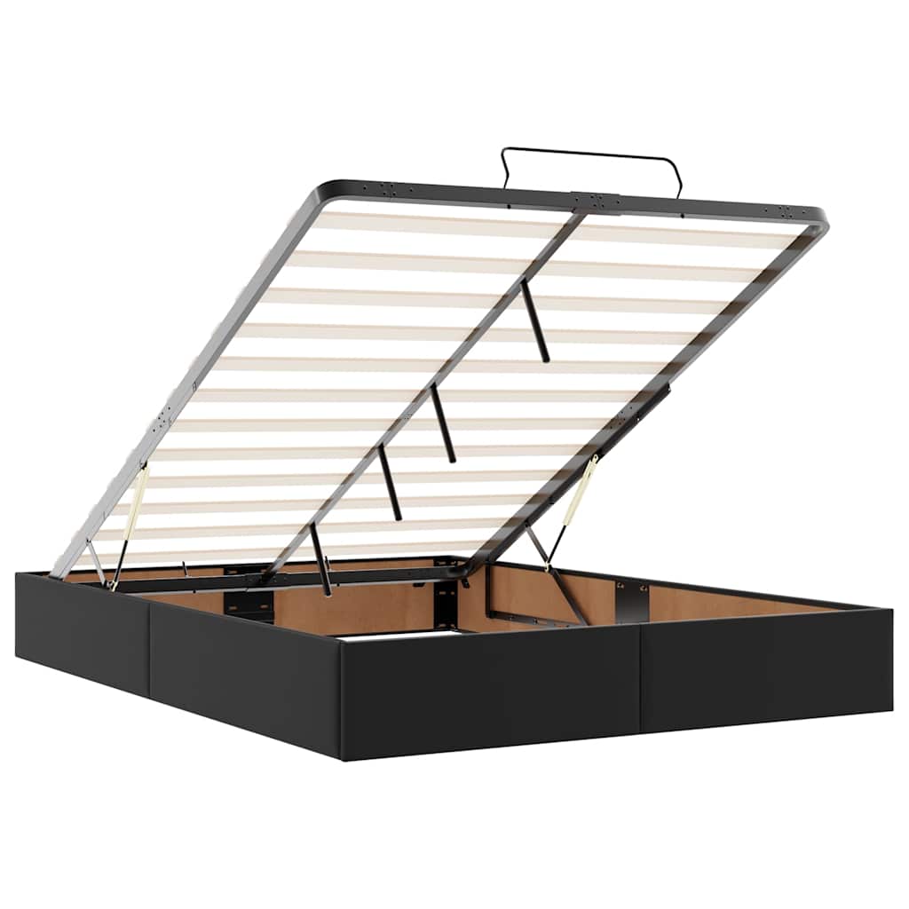 Ottoman-Bett mit Matratze Schwarz 140x200 cm Kunstleder