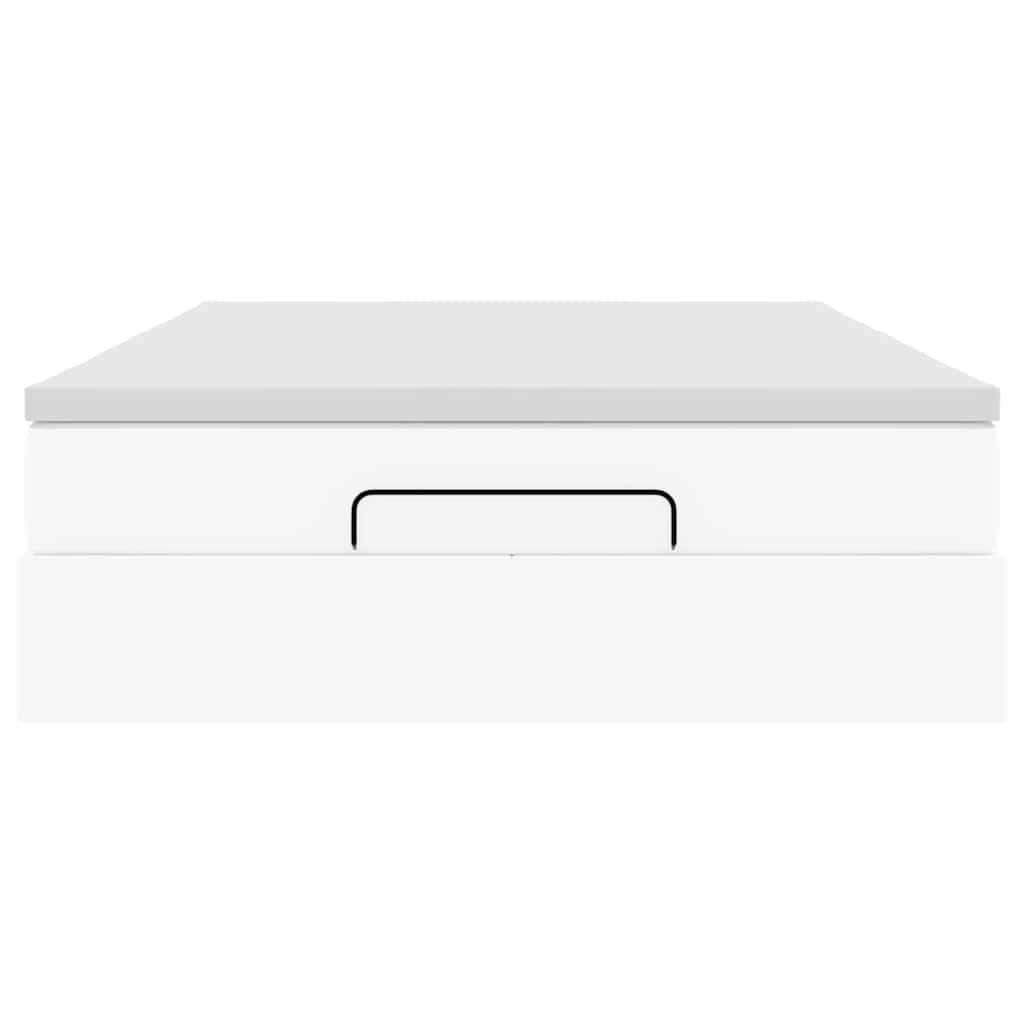 Ottoman-Bett mit Matratze Weiß 140x200 cm Kunstleder