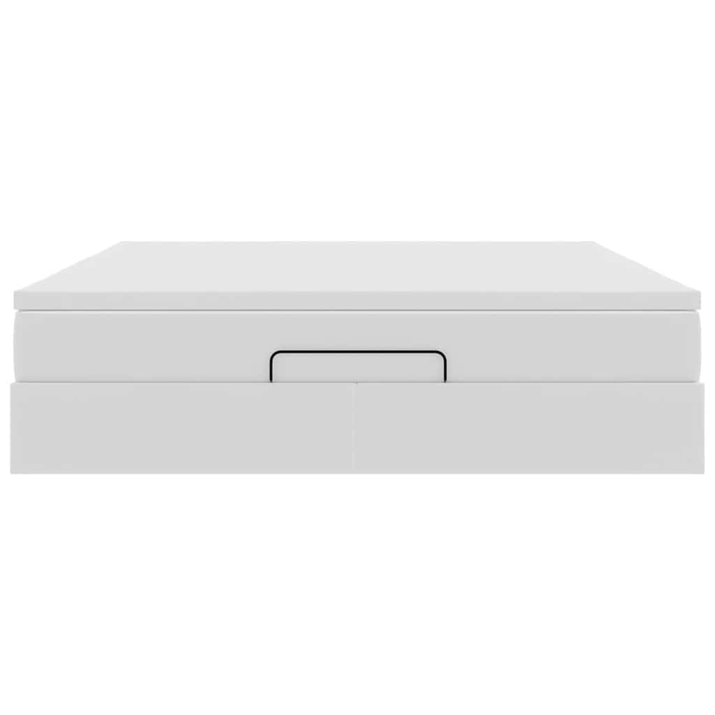 Ottoman-Bett mit Matratze Weiß 160x200 cm Kunstleder