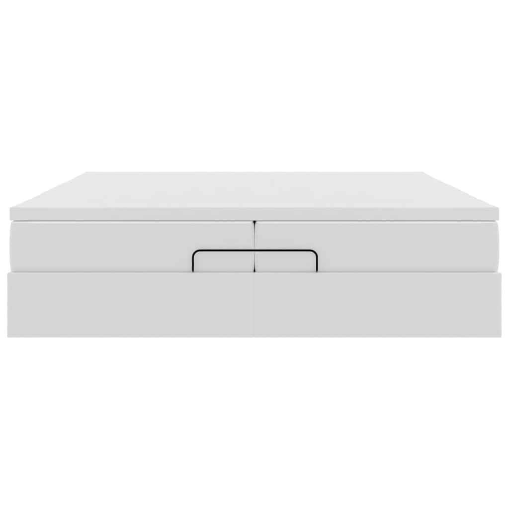 Ottoman-Bett mit Matratzen Weiß 200x200 cm Kunstleder