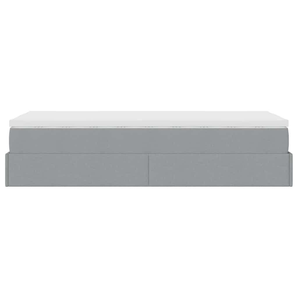 Ottoman-Bett mit Matratze Hellgrau 90x200 cm Stoff