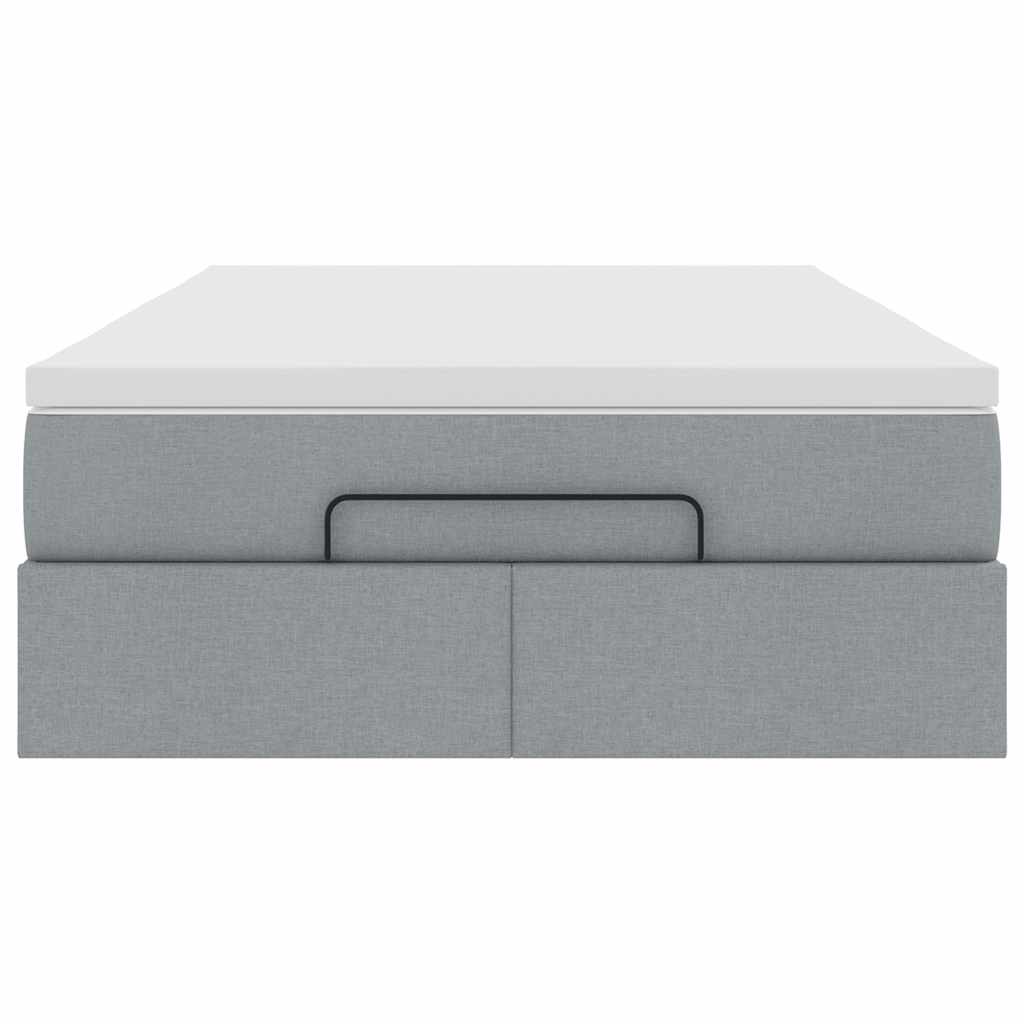 Ottoman-Bett mit Matratze Hellgrau 120x200 cm Stoff