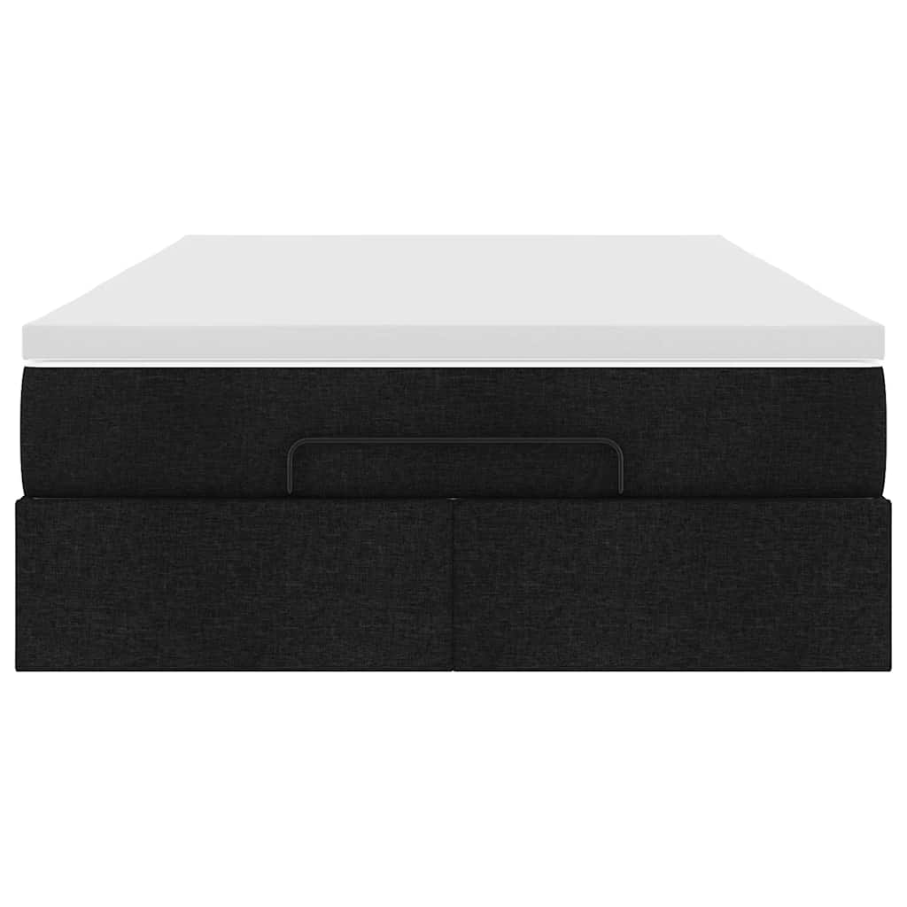 Ottoman-Bett mit Matratze Schwarz 120x200 cm Stoff