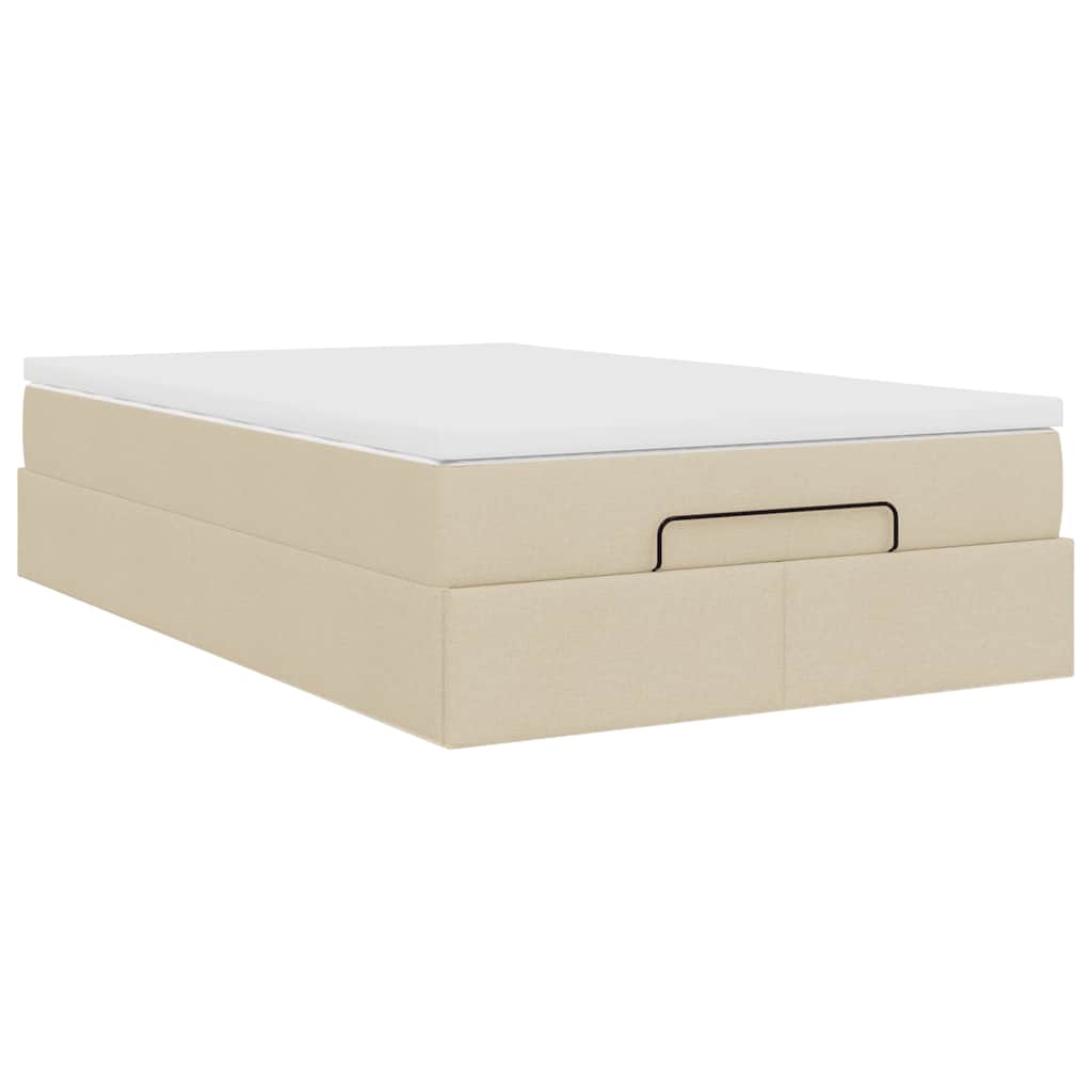 Ottoman-Bett mit Matratze Creme 120x200 cm Stoff
