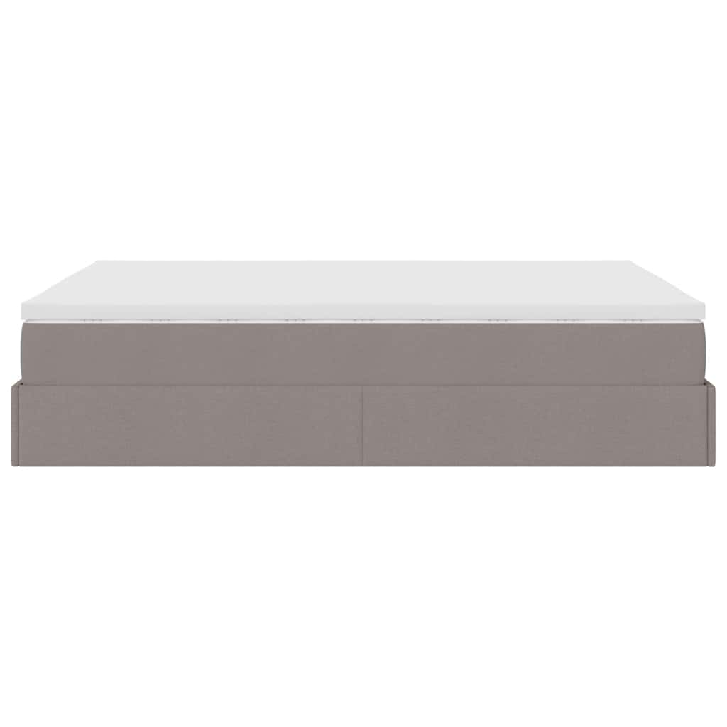 Ottoman-Bett mit Matratze Taupe 140x190 cm Stoff
