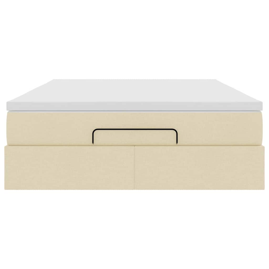 Ottoman-Bett mit Matratze Creme 140x200 cm Stoff