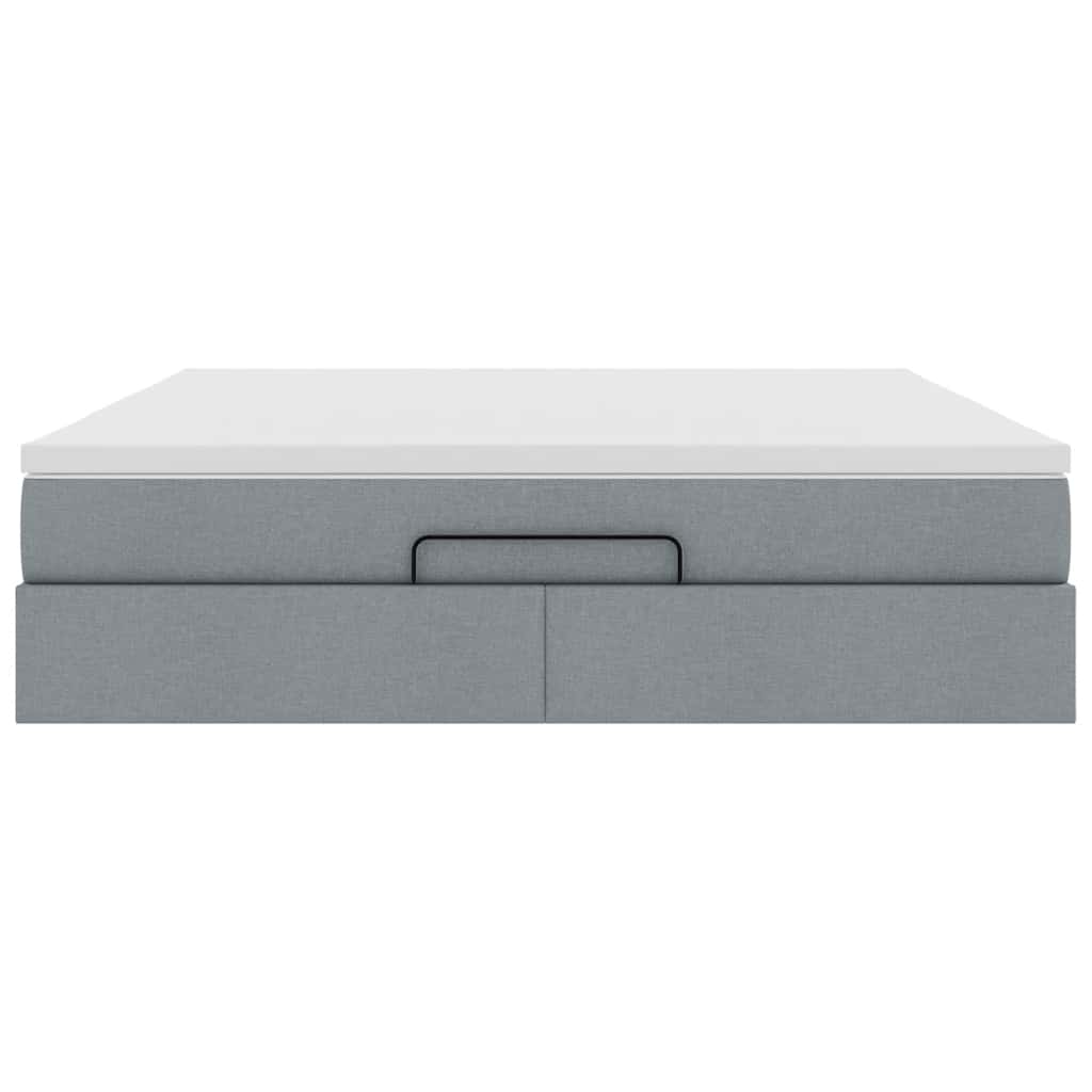 Ottoman-Bett mit Matratze Hellgrau 160x200 cm Stoff