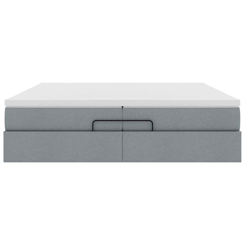 Ottoman-Bett mit Matratzen Hellgrau 200x200 cm Stoff